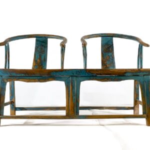Silla doble Azul con respaldo de herradura.
