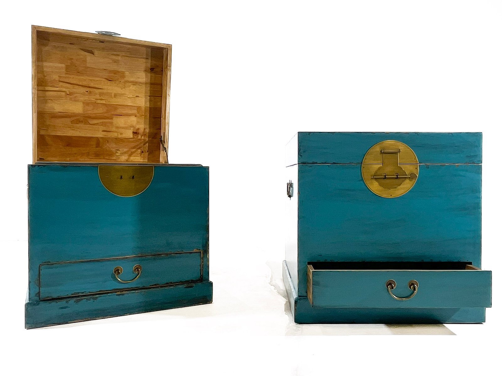 Baúl para mesilla de noche/Mesa auxiliar Azul. - Imagen 2