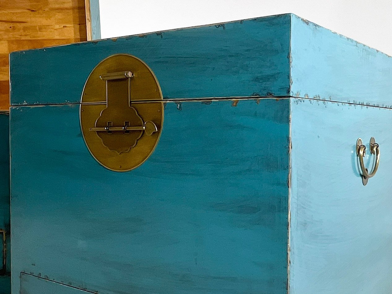 Baúl para mesilla de noche/Mesa auxiliar Azul. - Imagen 3